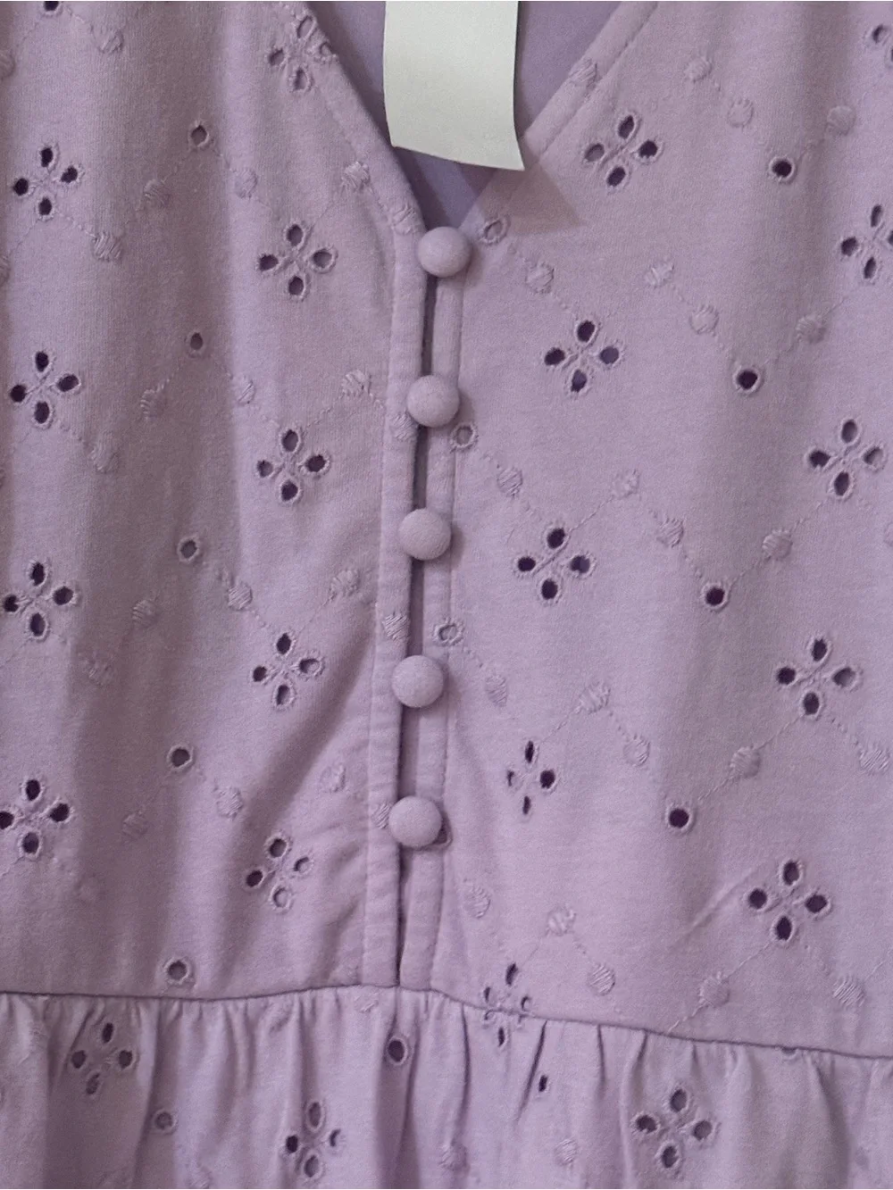 LOFT Lavender Eyelet Tiered Dress women’s Size Large - Picture 3 of 5